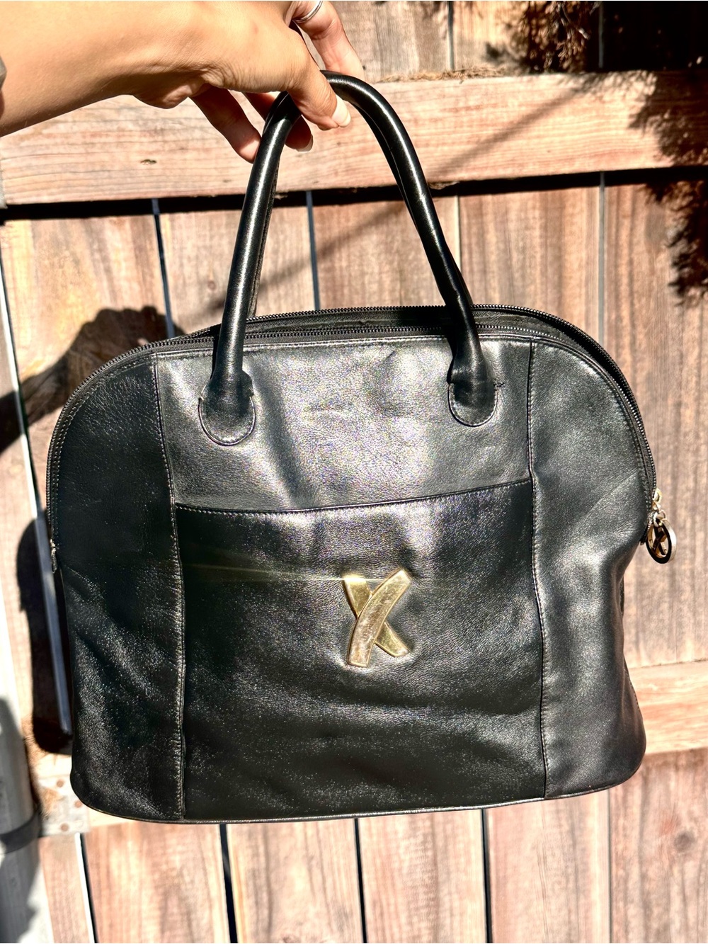 Vintage Paloma Picasso black leather handbag